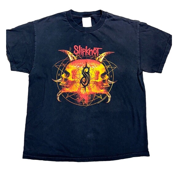Vintage SlipKnot Crewneck T Shirt Large Black Short Sleeve Double Sided Metal - Picture 1 of 8
